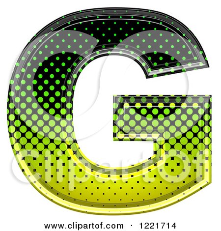 Clipart of a 3d Gradient Green and Black Halftone Capital Letter G - Royalty Free Illustration by chrisroll