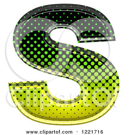 Clipart of a 3d Gradient Green and Black Halftone Capital Letter S - Royalty Free Illustration by chrisroll