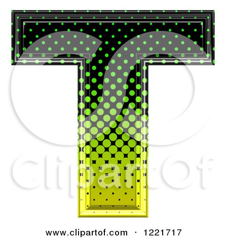 Clipart of a 3d Gradient Green and Black Halftone Capital Letter T - Royalty Free Illustration by chrisroll