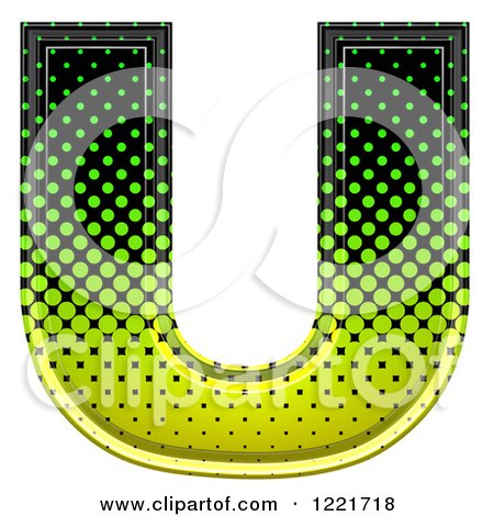 Clipart of a 3d Gradient Green and Black Halftone Capital Letter U - Royalty Free Illustration by chrisroll