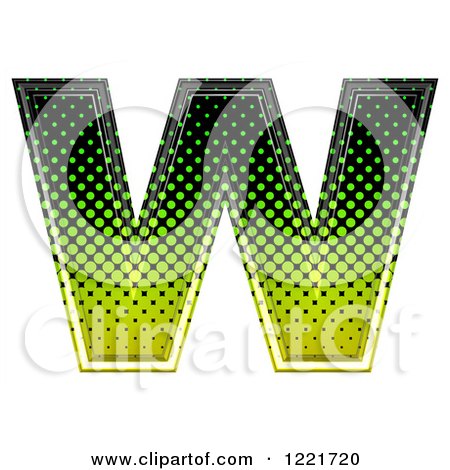 Clipart of a 3d Gradient Green and Black Halftone Capital Letter W - Royalty Free Illustration by chrisroll