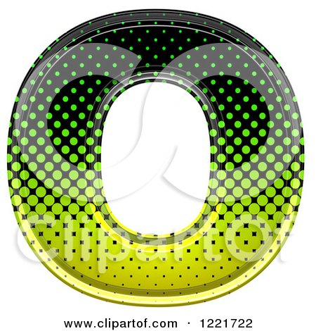 Clipart of a 3d Gradient Green and Black Halftone Capital Letter O - Royalty Free Illustration by chrisroll