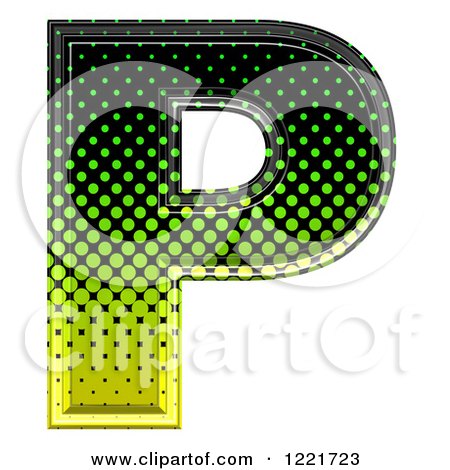Clipart of a 3d Gradient Green and Black Halftone Capital Letter P - Royalty Free Illustration by chrisroll