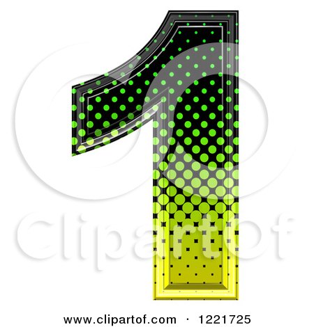 Clipart of a 3d Gradient Green and Black Halftone Number 1 - Royalty Free Illustration by chrisroll