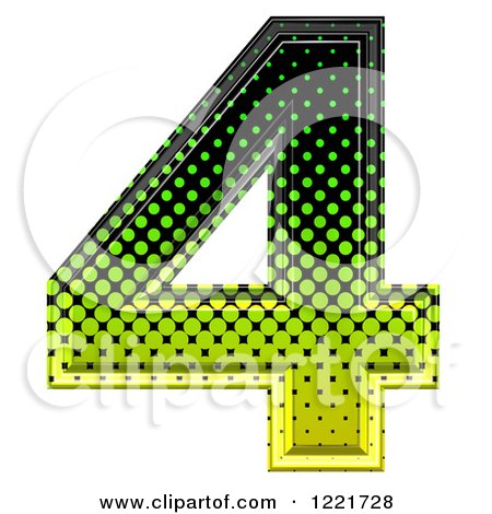 Clipart of a 3d Gradient Green and Black Halftone Number 4 - Royalty Free Illustration by chrisroll