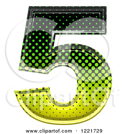 Clipart of a 3d Gradient Green and Black Halftone Number 5 - Royalty Free Illustration by chrisroll