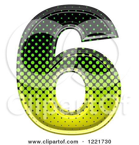 Clipart of a 3d Gradient Green and Black Halftone Number 6 - Royalty Free Illustration by chrisroll