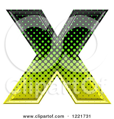 Clipart of a 3d Gradient Green and Black Halftone Capital Letter X - Royalty Free Illustration by chrisroll