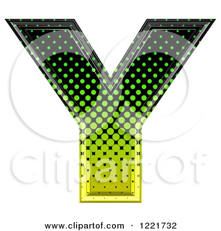 Clipart of a 3d Gradient Green and Black Halftone Capital Letter Y - Royalty Free Illustration by chrisroll