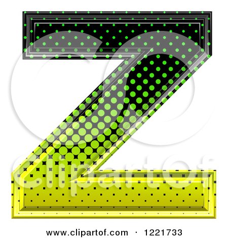 Clipart of a 3d Gradient Green and Black Halftone Capital Letter Z - Royalty Free Illustration by chrisroll