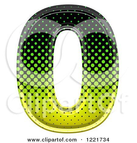 Clipart of a 3d Gradient Green and Black Halftone Number 0 - Royalty Free Illustration by chrisroll