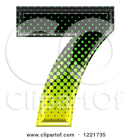 Clipart of a 3d Gradient Green and Black Halftone Number 7 - Royalty Free Illustration by chrisroll