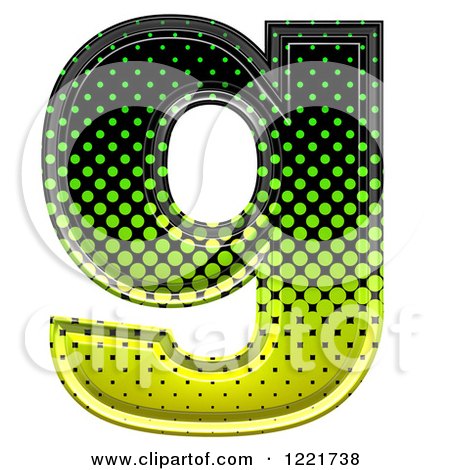 Clipart of a 3d Gradient Green and Black Halftone Lowercase Letter G - Royalty Free Illustration by chrisroll