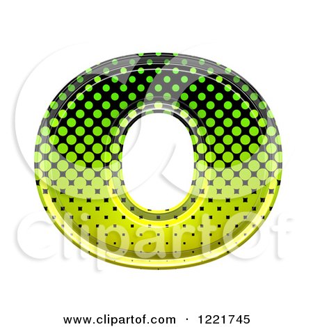 Clipart of a 3d Gradient Green and Black Halftone Lowercase Letter O - Royalty Free Illustration by chrisroll