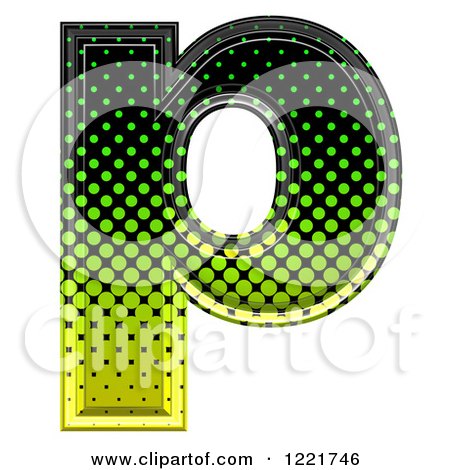 Clipart of a 3d Gradient Green and Black Halftone Lowercase Letter P - Royalty Free Illustration by chrisroll