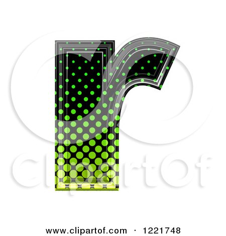 Clipart of a 3d Gradient Green and Black Halftone Lowercase Letter R - Royalty Free Illustration by chrisroll