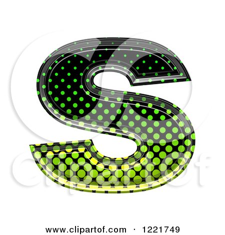 Clipart of a 3d Gradient Green and Black Halftone Lowercase Letter S - Royalty Free Illustration by chrisroll