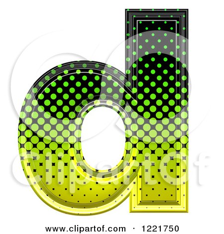 Clipart of a 3d Gradient Green and Black Halftone Lowercase Letter D - Royalty Free Illustration by chrisroll