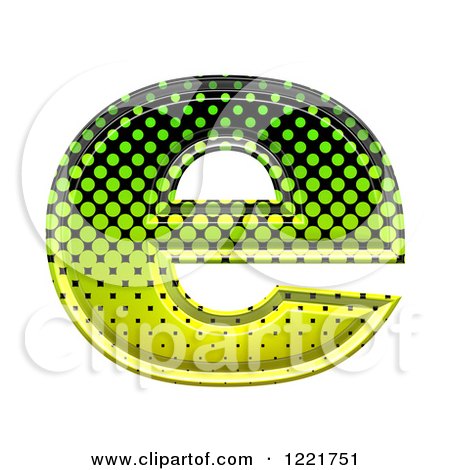 Clipart of a 3d Gradient Green and Black Halftone Lowercase Letter E - Royalty Free Illustration by chrisroll