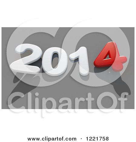 Clipart of a 3d White and Red 2014, on Gray - Royalty Free Illustration by chrisroll