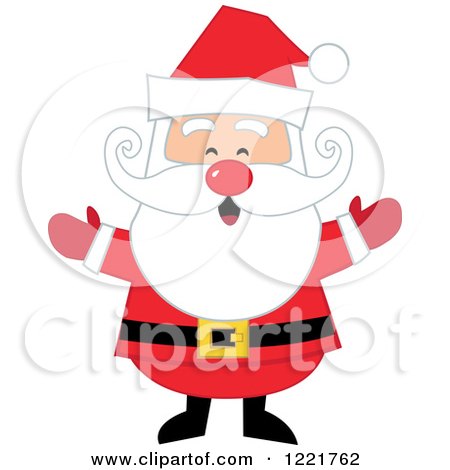 Clipart of a Welcoming Red Nosed Santa Claus - Royalty Free Vector Illustration by peachidesigns