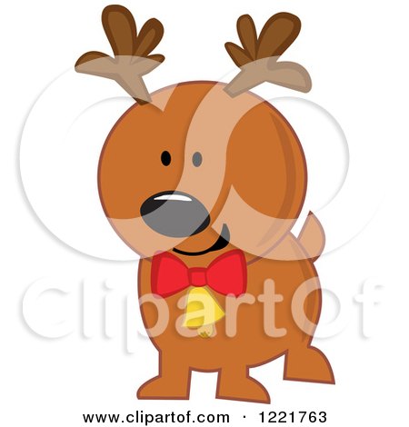Clipart of a Christmas Reindeer Wearing a Bell - Royalty Free Vector Illustration by peachidesigns