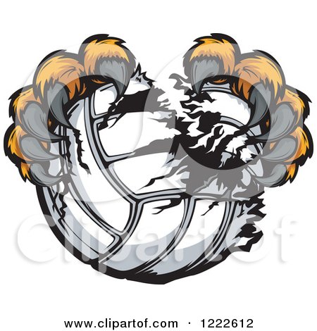 Clipart of Tiger Claws Ripping up a Volleyball - Royalty Free Vector Illustration by Chromaco
