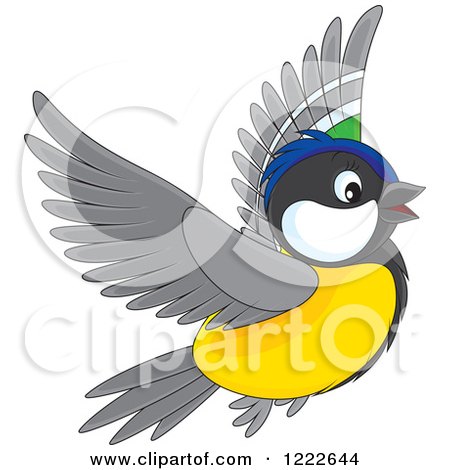 Clipart of a Cute Flying Titmouse Bird - Royalty Free Vector Illustration by Alex Bannykh