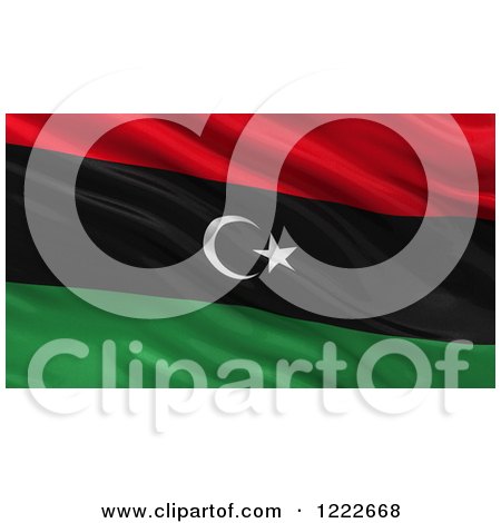 Clipart of a 3d Waving Flag of Libya with Rippled Fabric - Royalty Free Illustration by stockillustrations