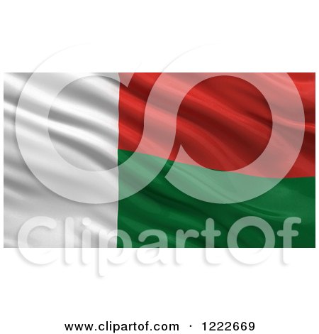 Clipart of a 3d Waving Flag of Madagascar with Rippled Fabric - Royalty Free Illustration by stockillustrations