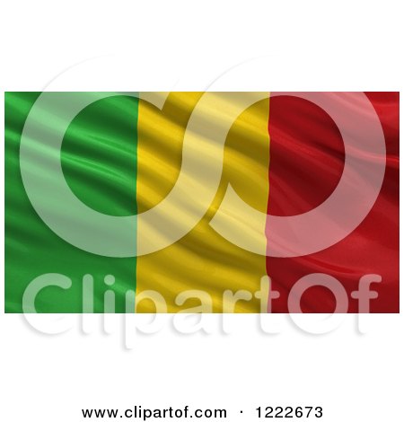 Clipart of a 3d Waving Flag of Mali with Rippled Fabric - Royalty Free Illustration by stockillustrations
