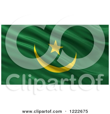Clipart of a 3d Waving Flag of Mauritania with Rippled Fabric - Royalty Free Illustration by stockillustrations