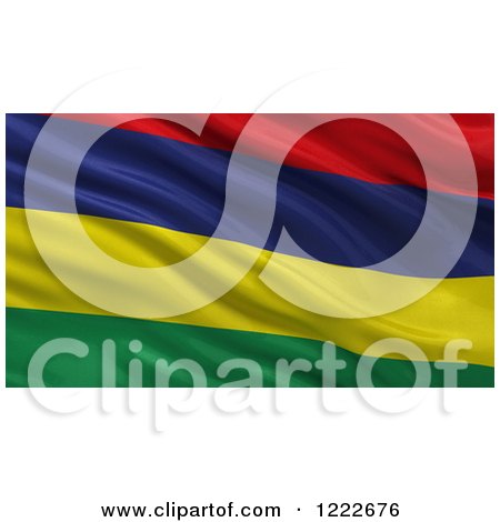 Clipart of a 3d Waving Flag of Mauritius with Rippled Fabric - Royalty Free Illustration by stockillustrations