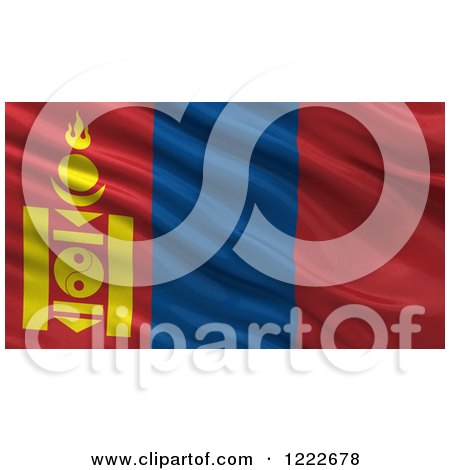 Clipart of a 3d Waving Flag of Mongolia with Rippled Fabric - Royalty Free Illustration by stockillustrations