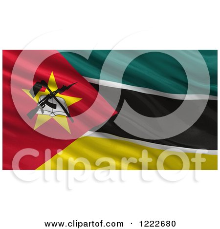 Clipart of a 3d Waving Flag of Mozambique with Rippled Fabric - Royalty Free Illustration by stockillustrations