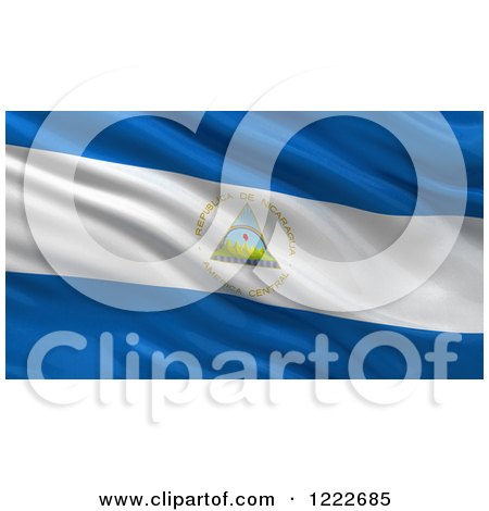 Clipart of a 3d Waving Flag of Nicaragua with Rippled Fabric - Royalty Free Illustration by stockillustrations