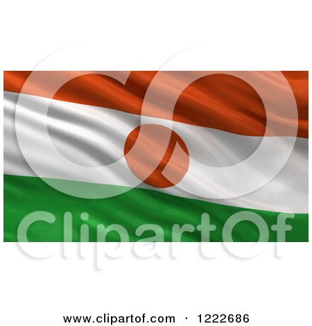 Clipart of a 3d Waving Flag of Niger with Rippled Fabric - Royalty Free Illustration by stockillustrations