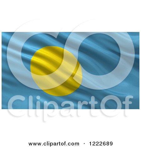 Clipart of a 3d Waving Flag of Palau with Rippled Fabric - Royalty Free Illustration by stockillustrations