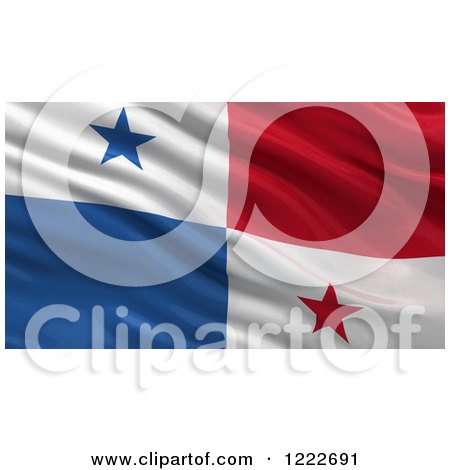 Clipart of a 3d Waving Flag of Panama with Rippled Fabric - Royalty Free Illustration by stockillustrations
