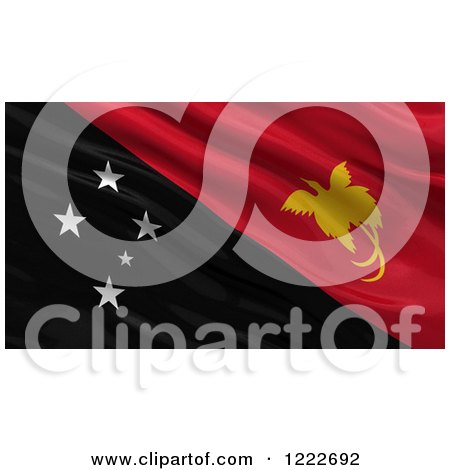 Clipart of a 3d Waving Flag of Papua New Guinea with Rippled Fabric - Royalty Free Illustration by stockillustrations