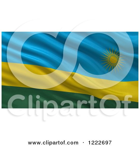 Clipart of a 3d Waving Flag of Rwanda with Rippled Fabric - Royalty Free Illustration by stockillustrations