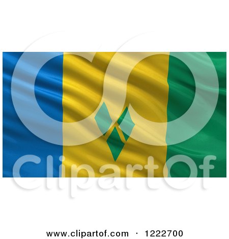 Clipart of a 3d Waving Flag of Saint Vincent and the Grenadines with Rippled Fabric - Royalty Free Illustration by stockillustrations