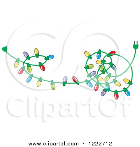 Clipart of a Tangled Strand of Christmas Lights with Colorful Bulbs - Royalty Free Vector Illustration by Johnny Sajem