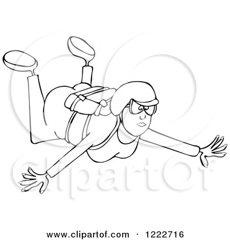 Clipart of a Lady Falling While Sky Diving - Royalty Free Vector Illustration by djart