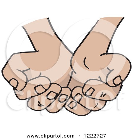 Clipart of Cupped Caucasian Hands - Royalty Free Vector Illustration by Dennis Holmes Designs