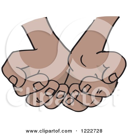 Clipart of Cupped Black Hands - Royalty Free Vector Illustration by Dennis Holmes Designs