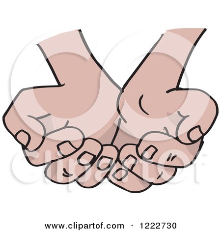 Clipart of Cupped Hands - Royalty Free Vector Illustration by Dennis Holmes Designs