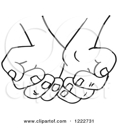Clipart of Cupped Black and White Hands - Royalty Free Vector Illustration by Dennis Holmes Designs