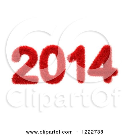 Clipart of a 3d Red Fur New Year 2014 on White - Royalty Free Illustration by chrisroll