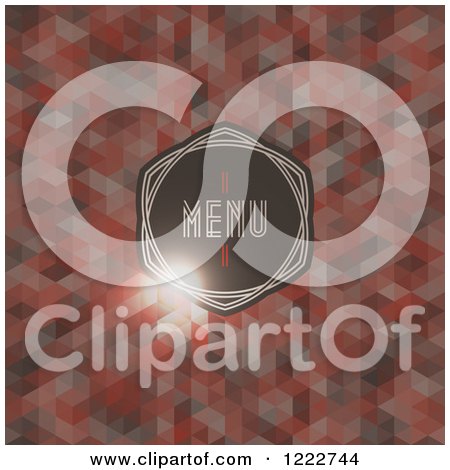Clipart of a Menu Cover with a Light Flare on Red Geometric Cubes - Royalty Free Vector Illustration by elena